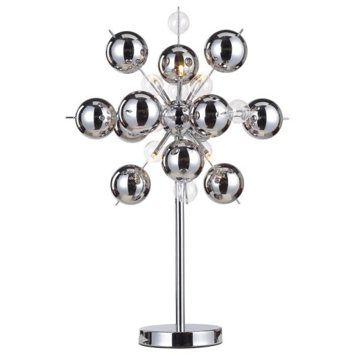 Table lamp "explosion", table lamp made of metal and glass, chrome, G9, table lamp 73 cm high