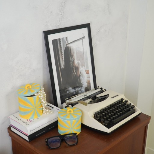 Deco Jar -Swirl - Dolomite - Geel/Mint - 11x11x14,5cm