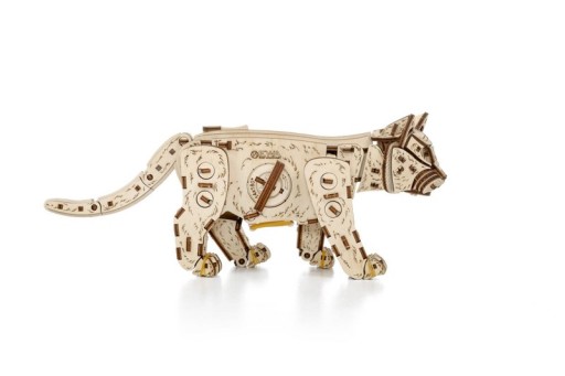 DIY 3D Mechanical Wooden Puzzle, Kitten, Eco Wood Art, 3830, 35.1X8.4X14.5