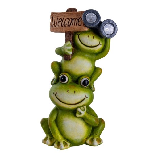 LED Solarleuchte "Frosch" für Terrasse und Garten, aus grünem Kunststoff mit fest verbauten LEDs, Deko Lampe für Außen ca. 45 cm hoch