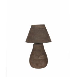 Peake Brown Mango Wood Round Table Lamp Low