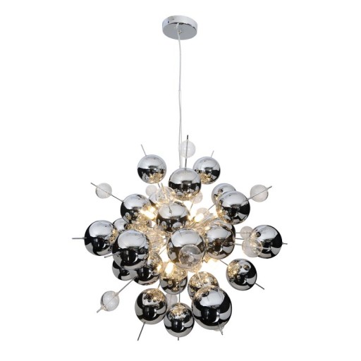 Pendelleuchte "EXPLOSION" chrom aus Metall und Glas, G9 Fassungen, Hängelampe für Esszimmer, Wohnzimmer, Diele oder Büro, Øca. 65 cm