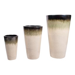 Relly Bronze Pearl Two Tones Keramische Pot Set | Rond Hoog (3 stuks) - Product afbeelding