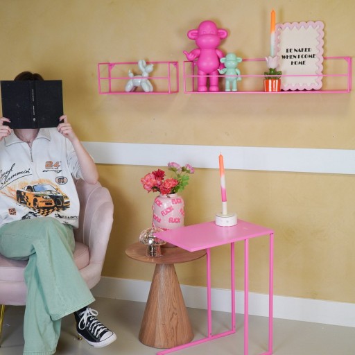 Wandplank - Metaal - Neon Pink - Set van 2 - 40 | 80x14x16cm