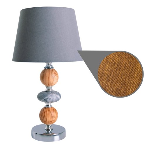 Ceramic table lamp "Araga" 36 cm high, table lamp made of metal, wood and marble, with text blades, gray, with E14 socket, lighting for dining room, living room, hallway or office