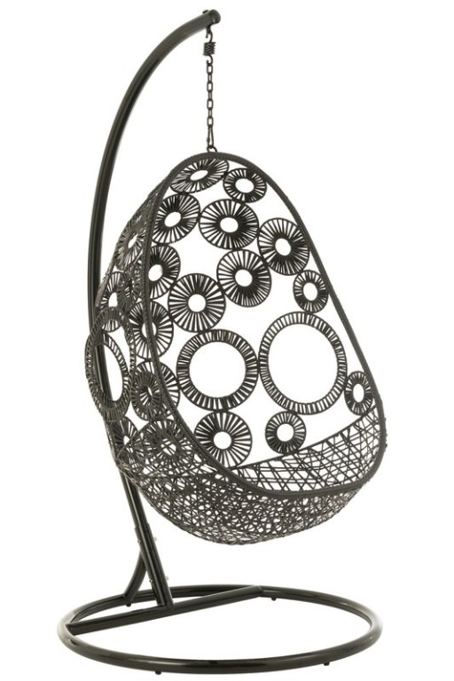 J-Line Hanging Chair + Cushions Bula Metal/Cane Black