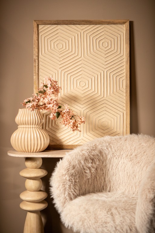Elasah Cream Wooden Rect Wall Panel Hexagon