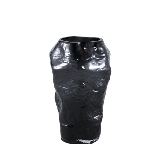Riley Black Glass Vase Round Irregular Shape