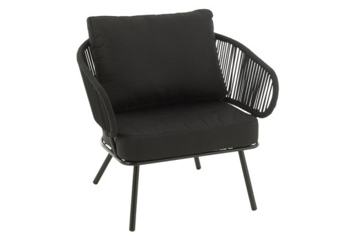 J-Line set of three chair/sofa poa metal/rattan black