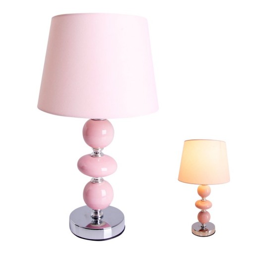 Ceramic table lamp "Araga" 36 cm high, table lamp made of metal, ceramic, with text blades, pink, with E14 socket, lighting for dining room, living room, hallway or office,