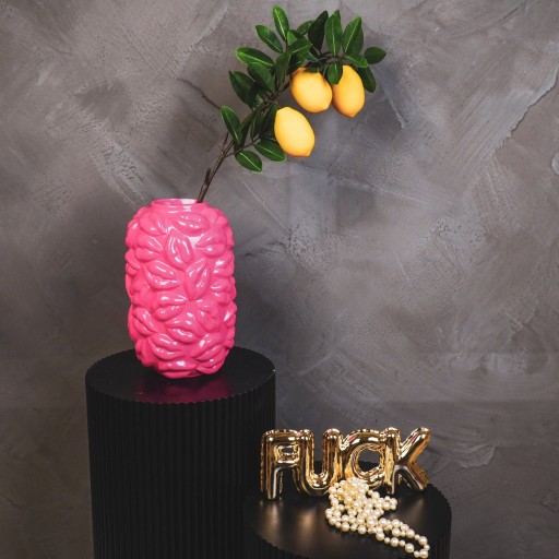 Vaas - Kisses - Keramiek - Neon Roze - 17x17x27cm