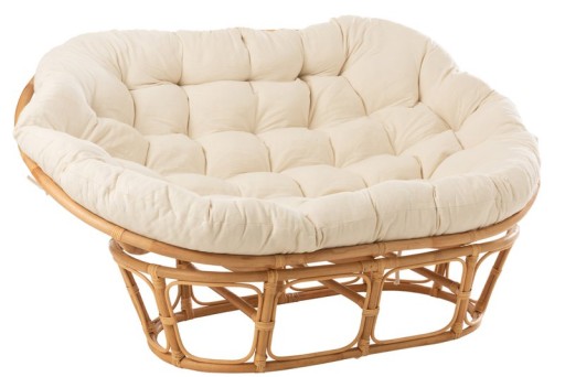 J-Line Rattan sofa - with cushion - jute/textile - natural
