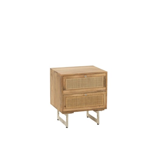 J-Line Nachtkast Rattan Mangohout | Naturel | 50x40x55 cm