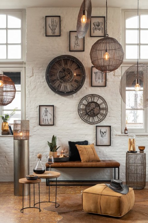 J-Line side table Baskets High Antique - metal - brown