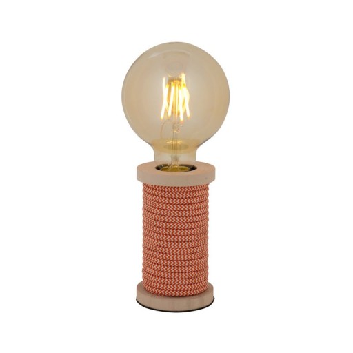 Table lamp max. 12cm high, decorative table lamp made of metal and plastic and textile material in orange-white, E27 version, table lamp for dining room, kitchen, children's room, hallway