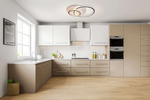 LED ceiling light "Kirk", made of metal in black, integrated LEDs, lighting for living room, office or entrance area