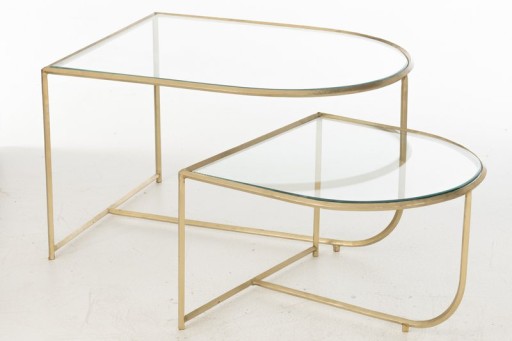 J-Line Set of 2 Tables Porte Metal/Glass Gold