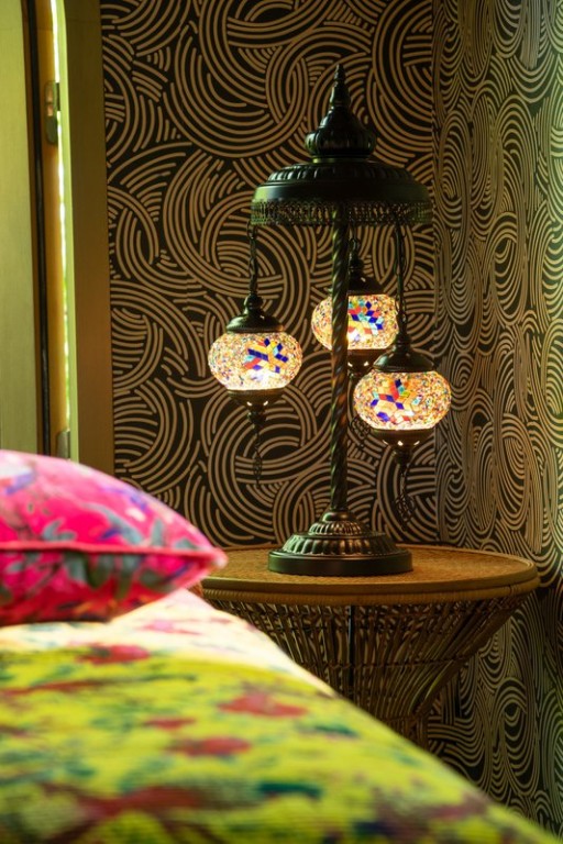 J-Line Lamp Mosaic 3 Light Bulbs Glass/Metal Orange