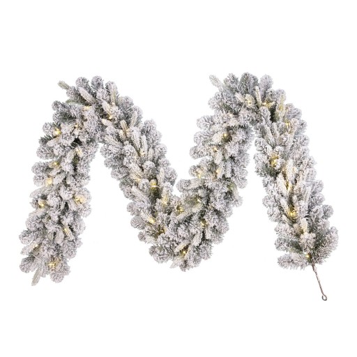 Grimshaw Guirlande 270 cm met LED & Timer | Groen met Sneeuw | Black Box Trees - Product afbeelding