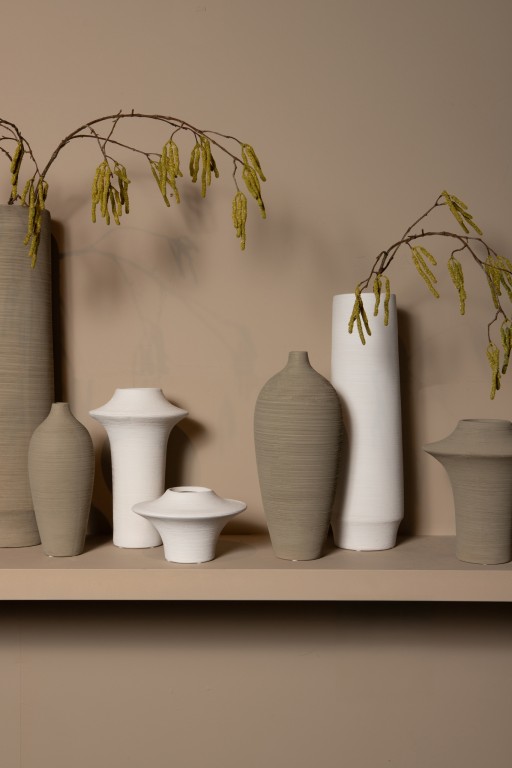 Rinder White Matt Ceramic Wide Ring Vase High S