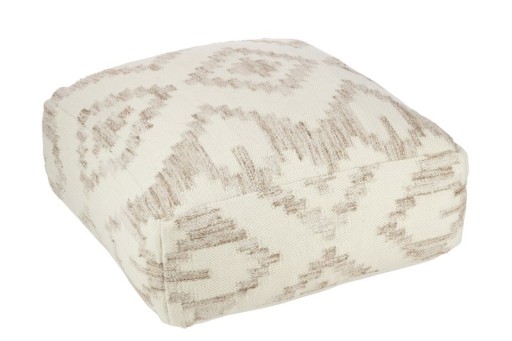 J-Line Pouf Square Ethnic Patterns Wool/Cotton Cream/Beige