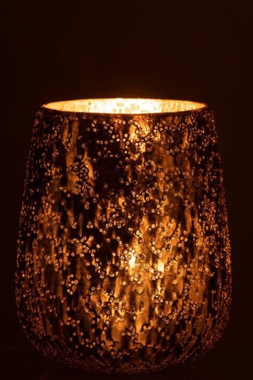 J-Line lantern Lise - glass - brown/gold - large