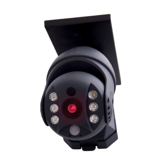 LED solar exterior wall lamp "Moho" with motion detector and security camera fold, wall light made of plastic in gray, with integrated LED