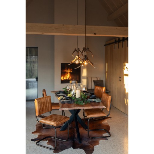 J-Line tapijt Koeienvel - leer - cognac