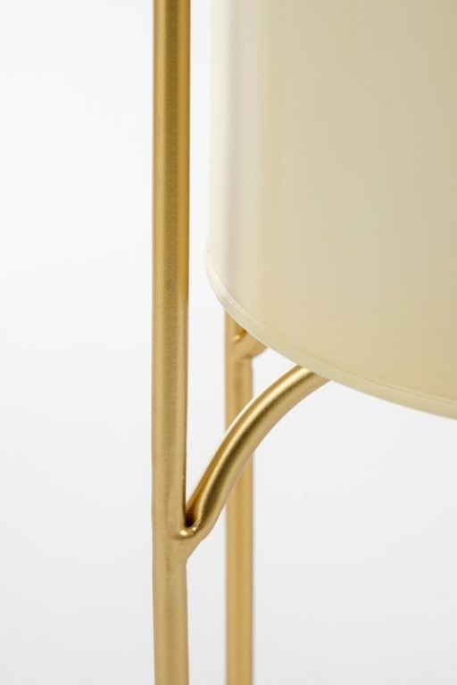 Danube flowerpot on Standard - Set of 2 - Metal - H45 x Ø23 cm - Light yellow, Gold