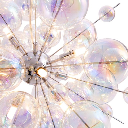 Pendant lamp "explosion" made of metal and iris glass, G9 frames, hanging lamp for dining room, living room, hall or office, Øca. 65 cm