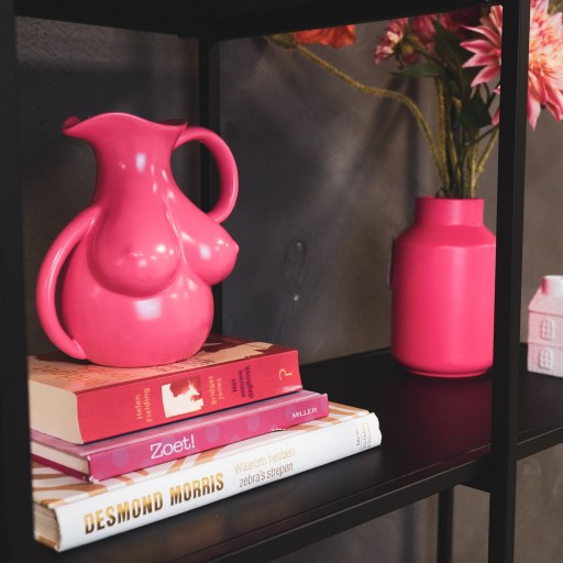 Vaas - Borsten Kan - Keramiek - Neon Roze - - 6,5x11x18cm