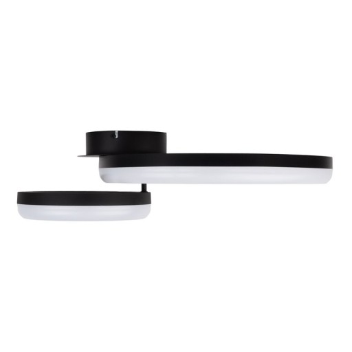 LED CCT ceiling light "Circulo" made of black metal and sand-colored plastic 53 cm long