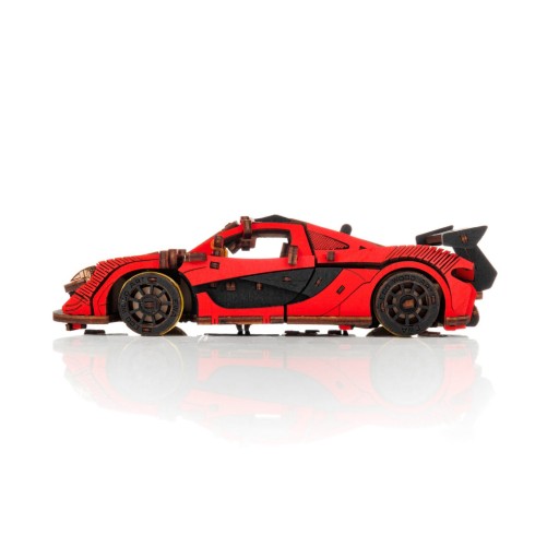Eco Wood Art (EWA) DIY 3D Mechanical Model Racing Car Red, 4073, 21x9,5x5,7cm