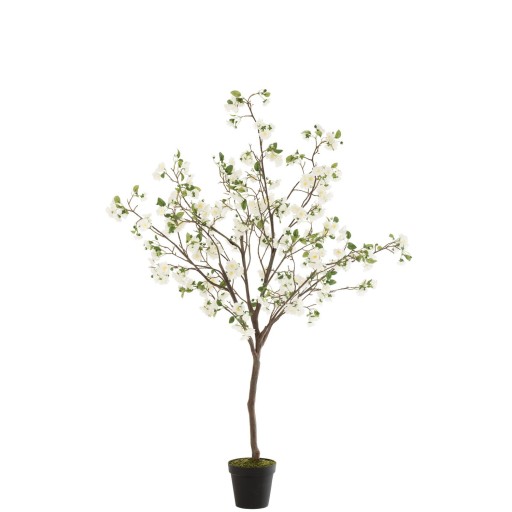 J-Line Bloesemboom Plastiek Wit/Bruin Large