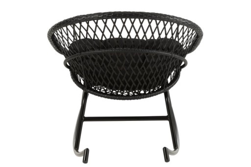 J-Line rocking chair + cushion Zayo - metal/wicker - black