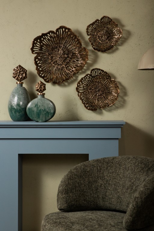 Ryhann Brass Casted Alu Flower Wall Deco Bowl L