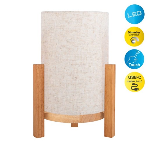 Ackitical lamp "Matilda" 32 cm high, in white/nature, with integrated LED, dimmable with touch sensor