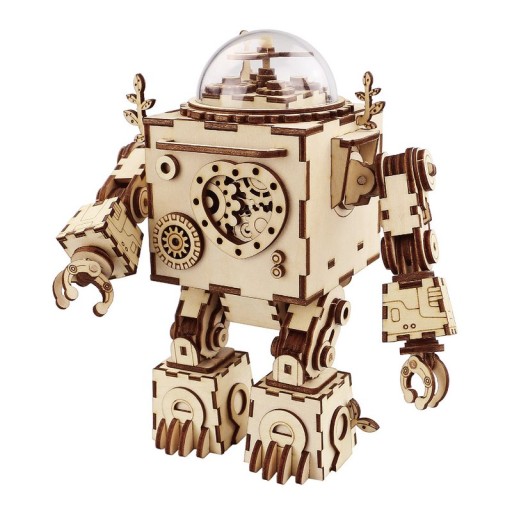 Music Box Wood DIY 3D Puzzle Orpheus, Robotime, AM601, 15x9.2x18.5cm