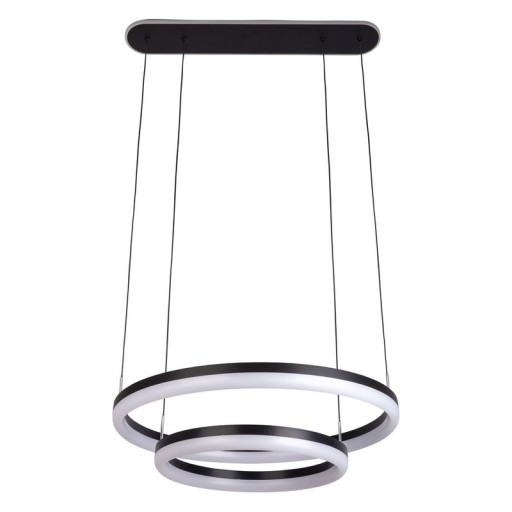 LED CCT pendant light "Circulo" made of black metal and sand-colored plastic, with integrated LED and many functions, Ø 60 cm, 150 cm high.