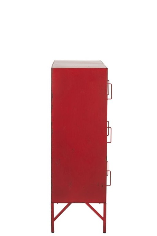 J-Line Cabinet 9 Drawers Metal Red