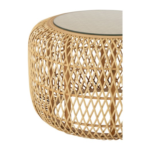 J-Line Set Van Twee Bijzettafels Afrika Bamboe/Sparhout Naturel