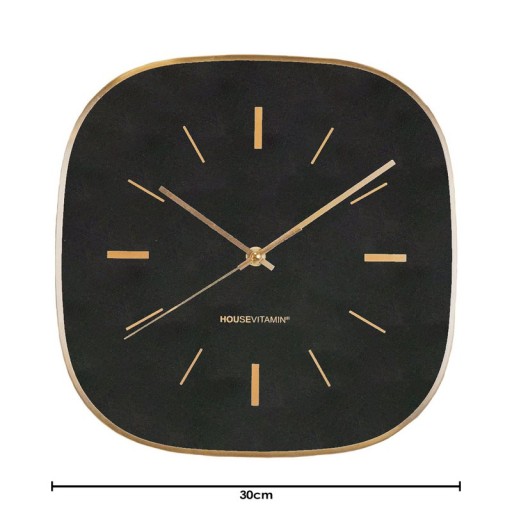 Wall Clock -Square -Metal/Glass -Black- 29x4.3x29cm