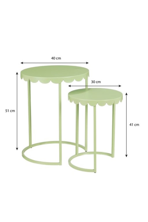 Lara Side table - Set of 2 - H51 x Ø40 cm - Metal - MintGroen