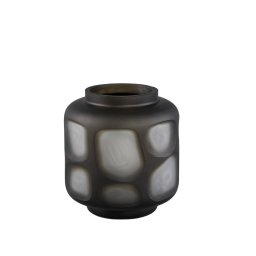 Azize Green Carved Glass Round Vase On Base S