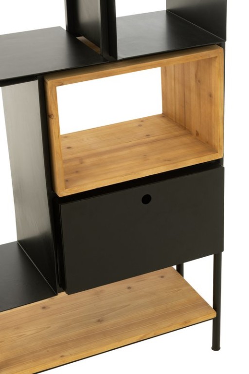 J-Line Shelf Tina Wood/Iron Black/Natural Small