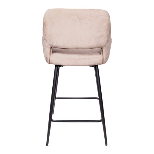 Fal LOW Velvet Khaki Bar Stool Black Metal Leg KD