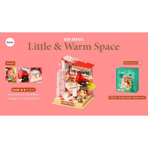 Robotime, DIY Huisje Bubble Bath Bathroom, DS018, 7x7x9cm