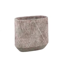 Diesel Grey Oval Cement Pot Wavy Lines Rough M