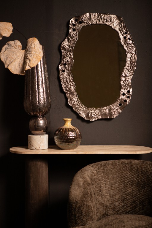 Kariss Bronze Casted Alu Mirror Rough Oval Shape