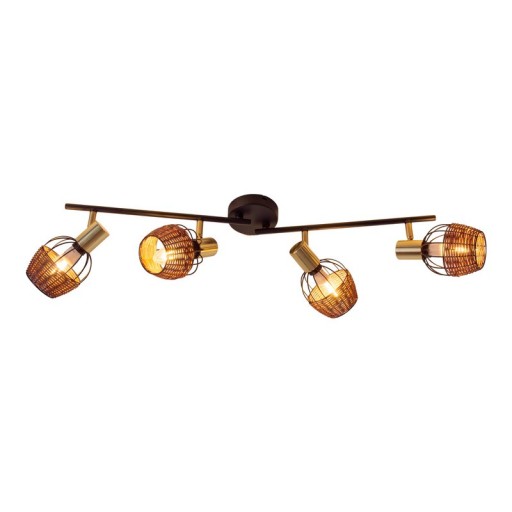 4 ceiling lamp "Corbis", metal spot in black, and gold, with E14 socket, for dining room, living room, hallway or office, ceiling lamp inside, 78 cm long